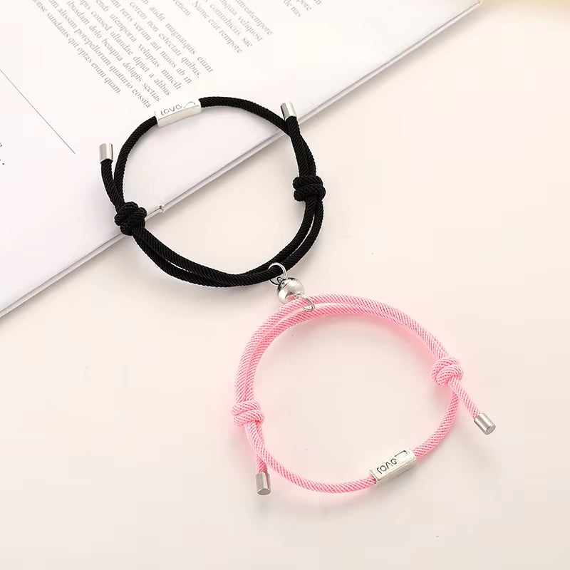 2Pcs/Set Magnet Bracelet Couple Handmade Adjustable Rope Matching Braslet Infinite Love Pair Braclet Lucky Red Brazalete Gift