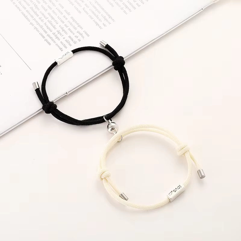 2Pcs/Set Magnet Bracelet Couple Handmade Adjustable Rope Matching Braslet Infinite Love Pair Braclet Lucky Red Brazalete Gift